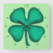 Glück 4 Leaf Irish Klee grüne Wand Uhr (Vorderseite)