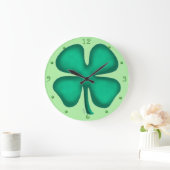 Glück 4 Leaf Irish Klee grüne Wanduhr (Zuhause)