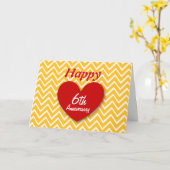 Glück 6. Hochzeitstag Gold Chevrons B06 Karte (Gelbe Blume)