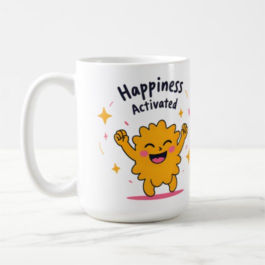 Glück aktiviert - Niedlich Doodle Joy Character Kaffeetasse (Links)