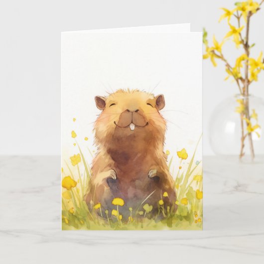Glück als Capybara kann sein Karte (Gelbe Blume)
