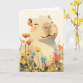 Glück als Capybara Karte (Gelbe Blume)