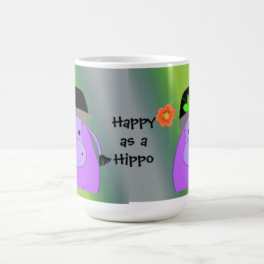Glück als Hippo - Lila Hippopotamus Kaffeetasse (Mittel)