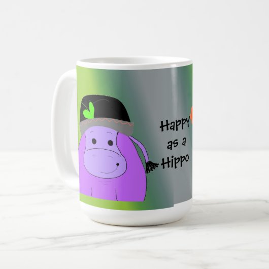 Glück als Hippo - Lila Hippopotamus Kaffeetasse (Vorderseite Links)