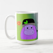 Glück als Hippo - Lila Hippopotamus Kaffeetasse (Links)