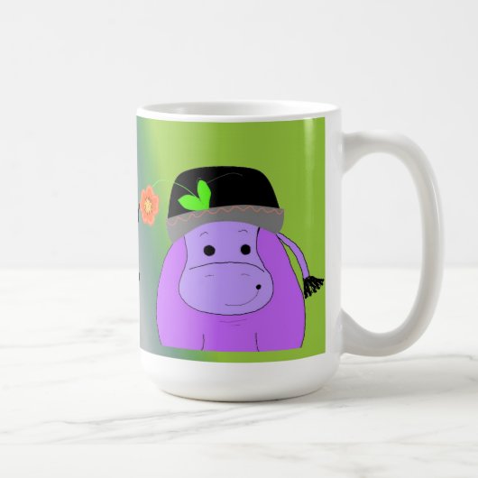 Glück als Hippo - Lila Hippopotamus Kaffeetasse (Rechts)