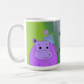 Glück als Hippo - Lila Hippopotamus Kaffeetasse (Links)