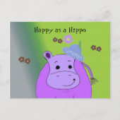 Glück als Hippo - Lila Hippopotamus Postkarte (Vorderseite)