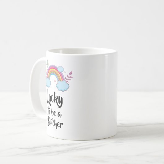 Glück als Metzgerin-Tasse Kaffeetasse (Vorderseite Links)