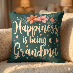 Glück als Oma im florigen Cottagecore-Stil Kissen