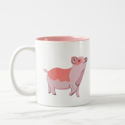 Glück als Schweinefleisch-Tasse Zweifarbige Tasse (Links)