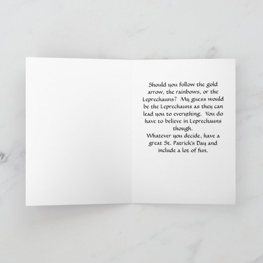 Glück am St. Patrick's Day mit Sign & Luck Letters Karte (Innenseite)