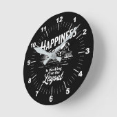 Glück arbeitet am Layout, Dampfzug Runde Wanduhr (Winkel)