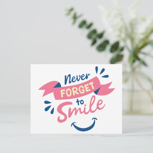 Glück Attitude lächelt Hallo, denken Sie an Sie Postkarte (Stehend Vorderseite)