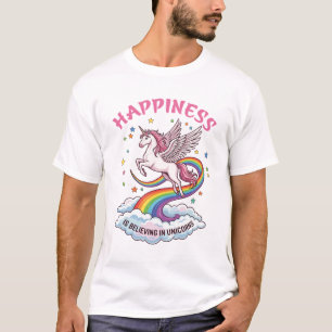 Glück bedeutet an Einhörner Regenbogenwolken zu gl T-Shirt