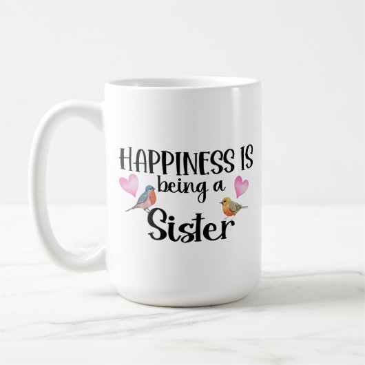Glück bedeutet, eine Schwester zu sein, große Schw Kaffeetasse (Links)