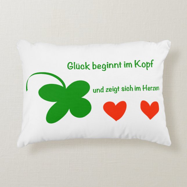 Glück beginnt im Kopf Dekokissen (Vorderseite)