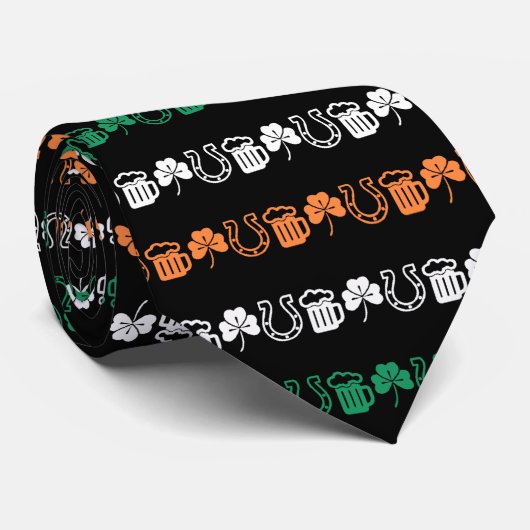 Glück - Bier - Kleeblätter Krawatte (Gerollt)