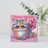 ~ GLÜCK BIRTHDAY ~ Fluffy Cat ~ Metallische Zehenn (Stehend Vorderseite)