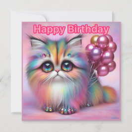 ~ GLÜCK BIRTHDAY ~ Fluffy Cat ~ Metallische Zehenn