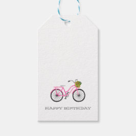 GLÜCK BIRTHDAY Preppy Pink Bicycle Summer Fun Geschenkanhänger