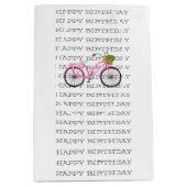 GLÜCK BIRTHDAY Preppy Pink Bicycle Summer Fun Mittlere Geschenktüte (Vorderseite)
