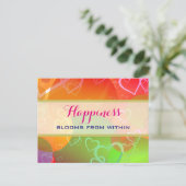 Glück blüht von innen - farbenfrohe Kreise Postkarte (Stehend Vorderseite)