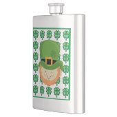 Glück des irischen Leprechaun und Kleeblatts Flachmann (Links)