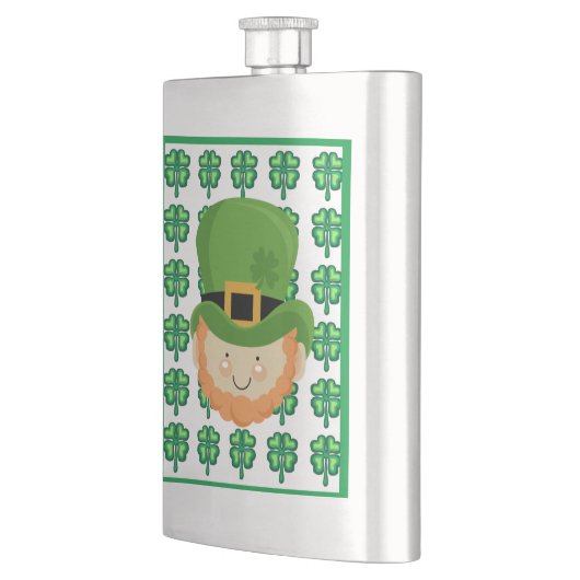 Glück des irischen Leprechaun und Kleeblatts Flachmann (Links)