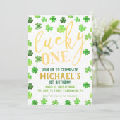 Glück Eins | St. Patrick's Day 1. Geburtstag Einladung (Stehend Vorderseite)