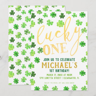 Glück Eins | St. Patrick's Day 1. Geburtstag Einladung