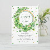 Glück Eins | St. Patrick's Day 1. Geburtstag Einladung (Stehend Vorderseite)