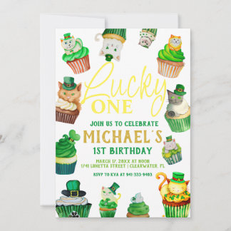 Glück Eins | St. Patrick's Day Cupcake 1. Geburtst Einladung