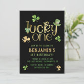 Glück Eins | St Patrick's Day First Birthday Invit Einladung (Stehend Vorderseite)