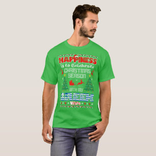 Glück feiert Weihnachtsgriechische T-Shirt
