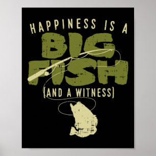 Glück Fisch Zeuge Großer Angel Fisch Angler Poster
