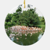 Glück Flamingo Schwarm Keramik Ornament (Hinten)