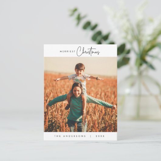 Glück Gruß frohe Weihnachten Familie Foto Postkarte (Stehend Vorderseite)