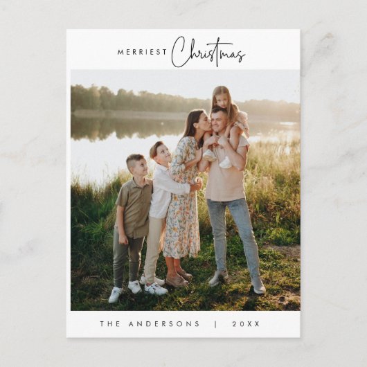 Glück Gruß frohe Weihnachten Familie Foto Postkarte (Vorderseite)