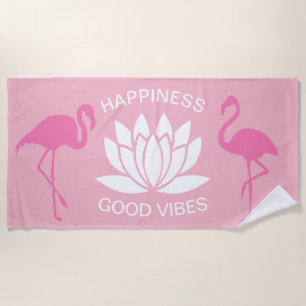 Glück gut Vibes Pink Flamingo Strandtuch