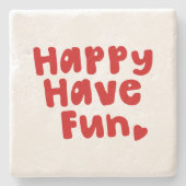 Glück hat Spaß Steinuntersetzer (Vorderseite)