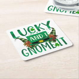 Glück & I Gnome It St Patricks Day Party Rechteckiger Pappuntersetzer