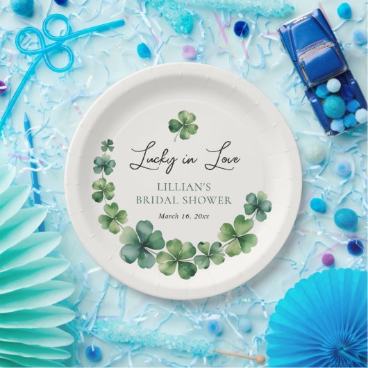 Glück im Brautparty Liebe Grünes Kleeblatt Pappteller (Party)