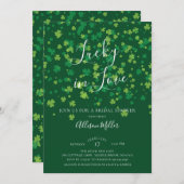 Glück im Kleeblatt der Liebe Brautparty Einladung (Vorne/Hinten)