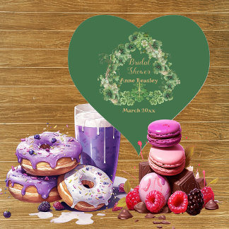 Glück im Kleeblatt der Liebe Grünes Gold Brautpart Herz-Aufkleber