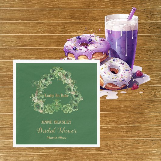 Glück im Kleeblatt der Liebe Grünes Gold Brautpart Serviette