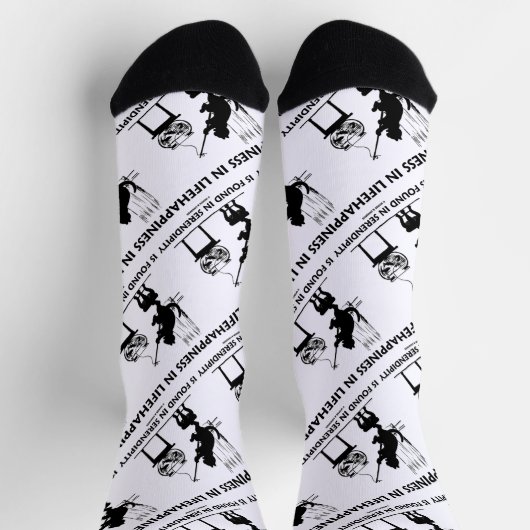 Glück im Leben findet man in glücklichen Katzenfis Socken (Oben)