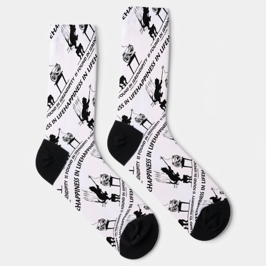 Glück im Leben findet man in glücklichen Katzenfis Socken (Rechts)