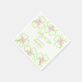 Glück im Liebeskleeblatt Rosa Grüne  Brautparty Serviette (Ecke)