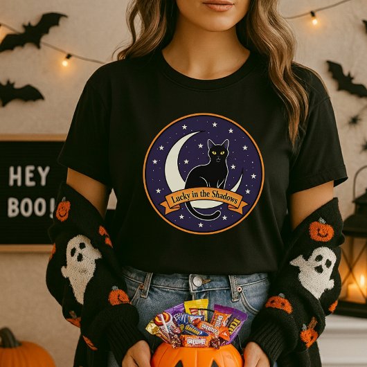 Glück im Schatten-Shirt; Schwarzes Katzen Hallowee T-Shirt